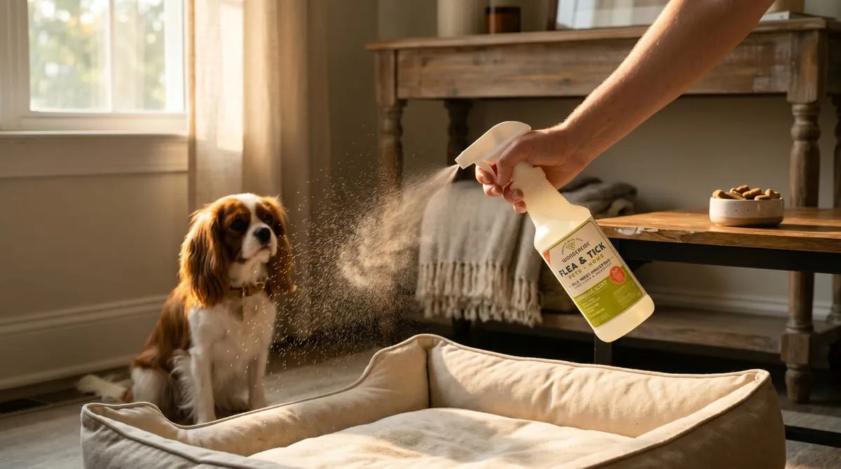 Wondercide Flea, Tick and Mosquito spray for pets and home in lemongrass — 16oz trigger spray with cedar oil active ingredient, EPA-registered, safe around dogs and cats