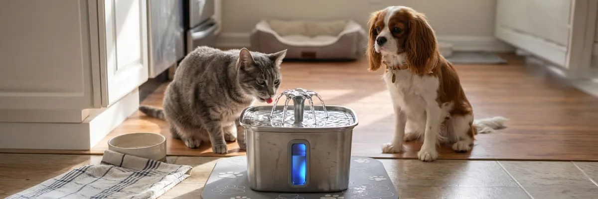 img of Veken Stainless Pet Water Fountain Review: 108oz, Award-Winning