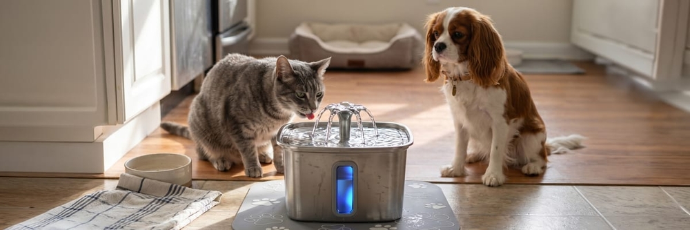 img of Veken Stainless Pet Water Fountain Review: 108oz, Award-Winning